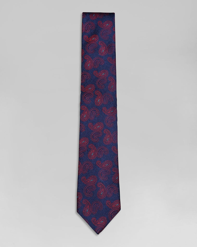 Silk Navy Printed Tie - Qalaba