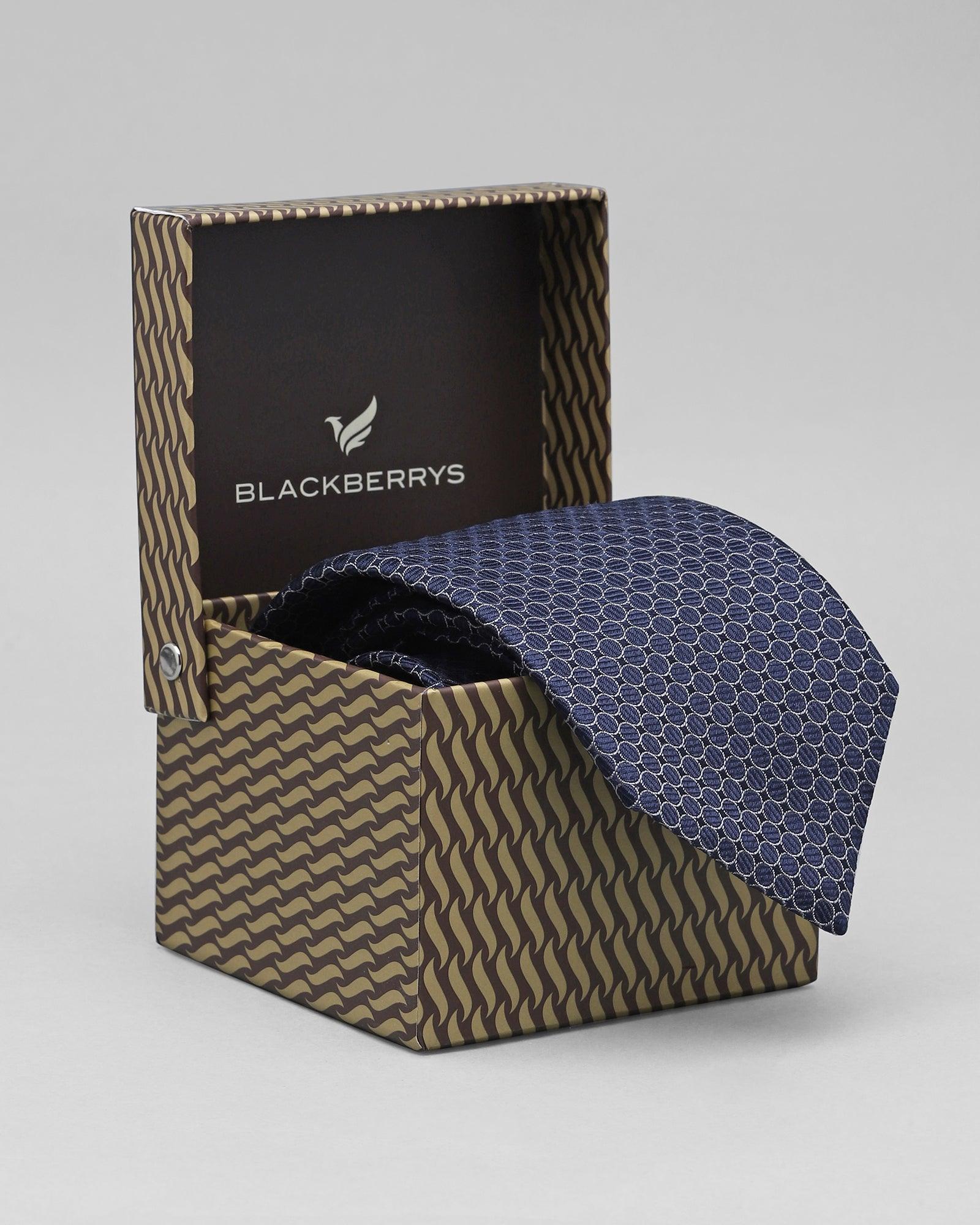 Silk Navy Printed Tie - Qubator