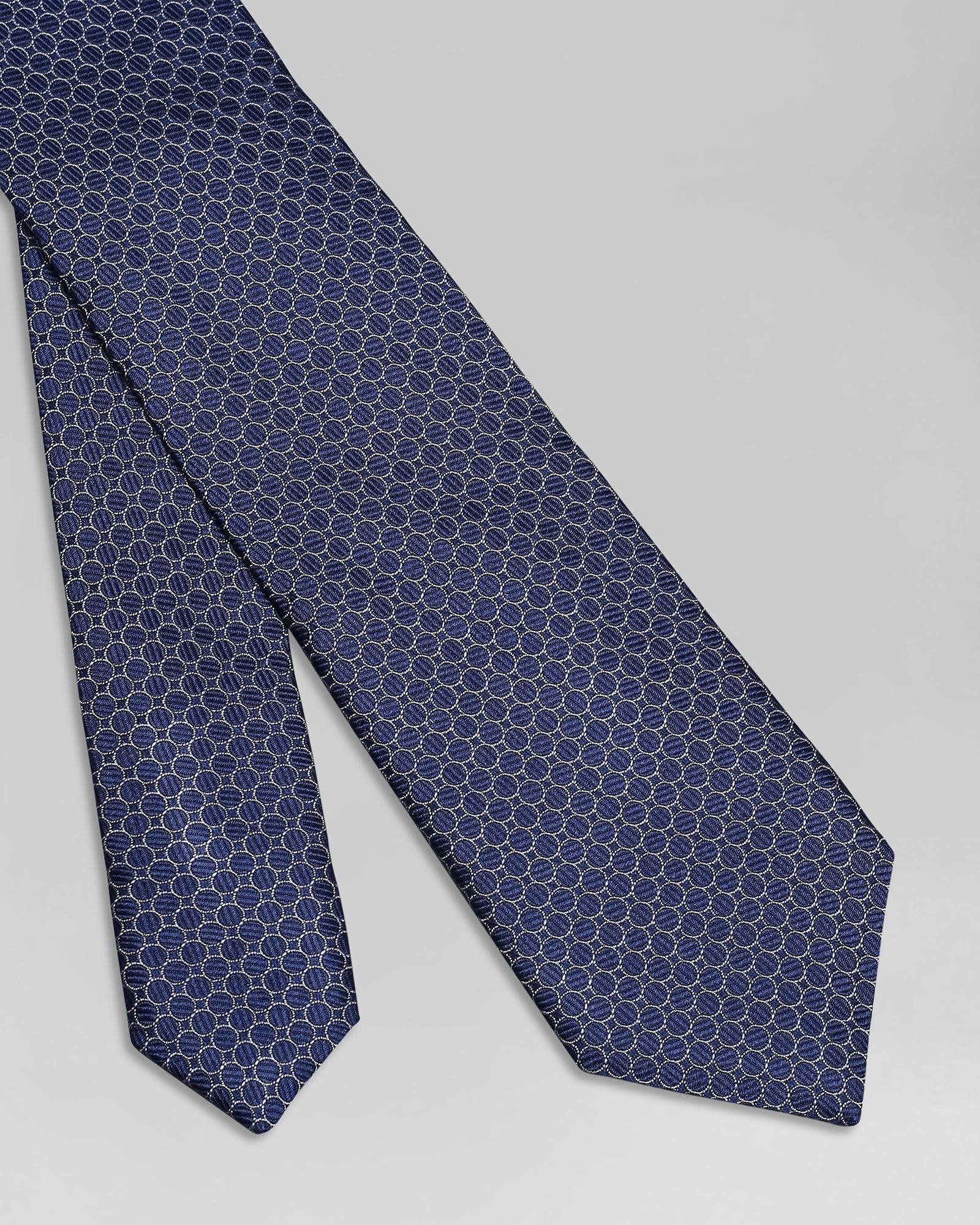 Silk Navy Printed Tie - Qubator