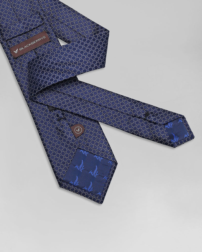 Silk Navy Printed Tie - Qubator