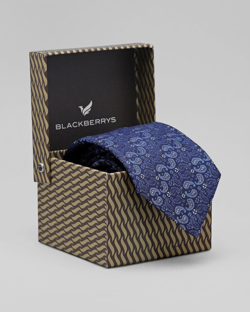 Silk Navy Printed Tie - Qudsi