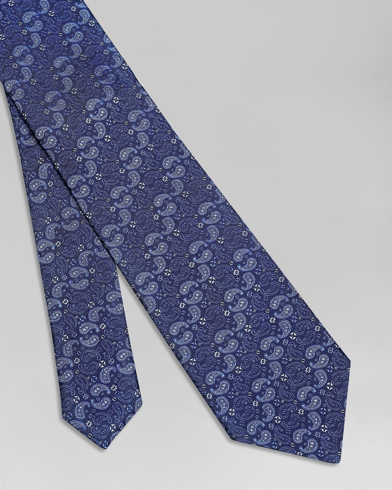 Silk Navy Printed Tie - Qudsi