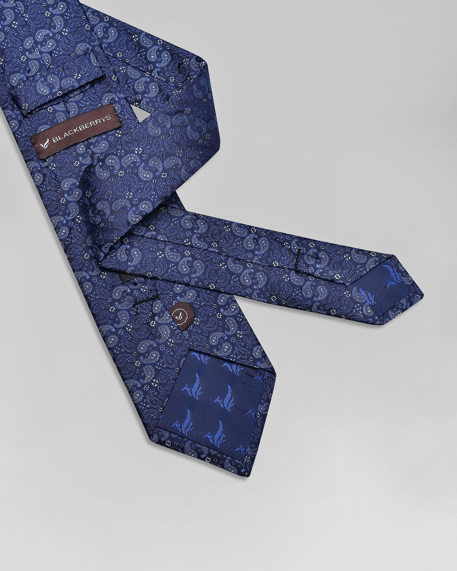 Silk Navy Printed Tie - Qudsi