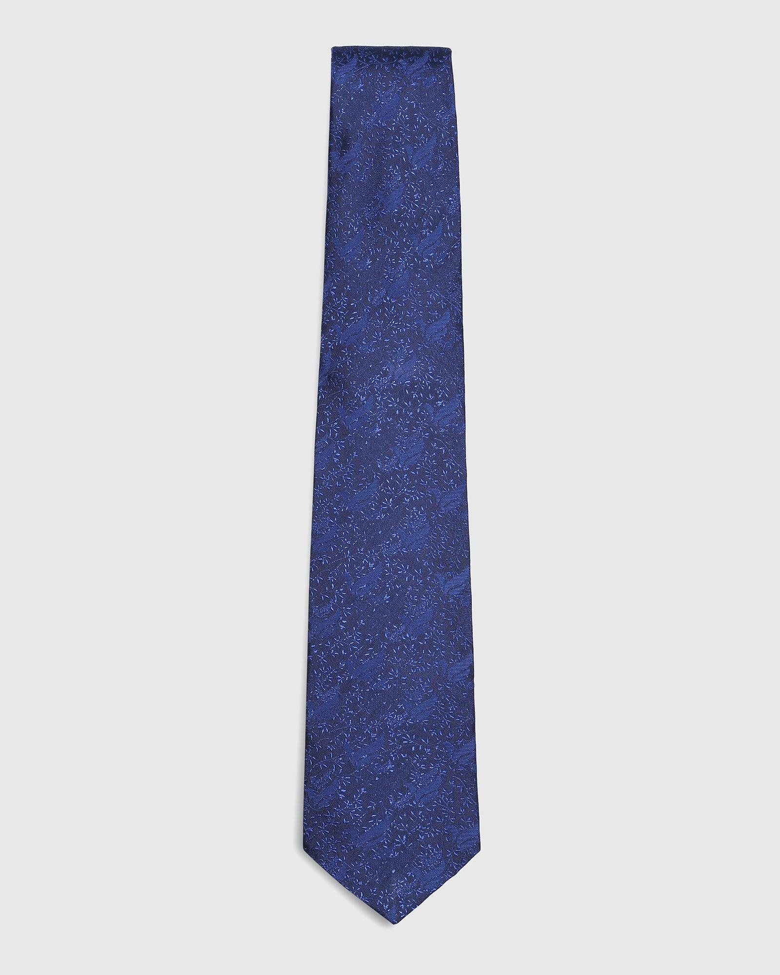 Silk Navy Printed Tie - Spera