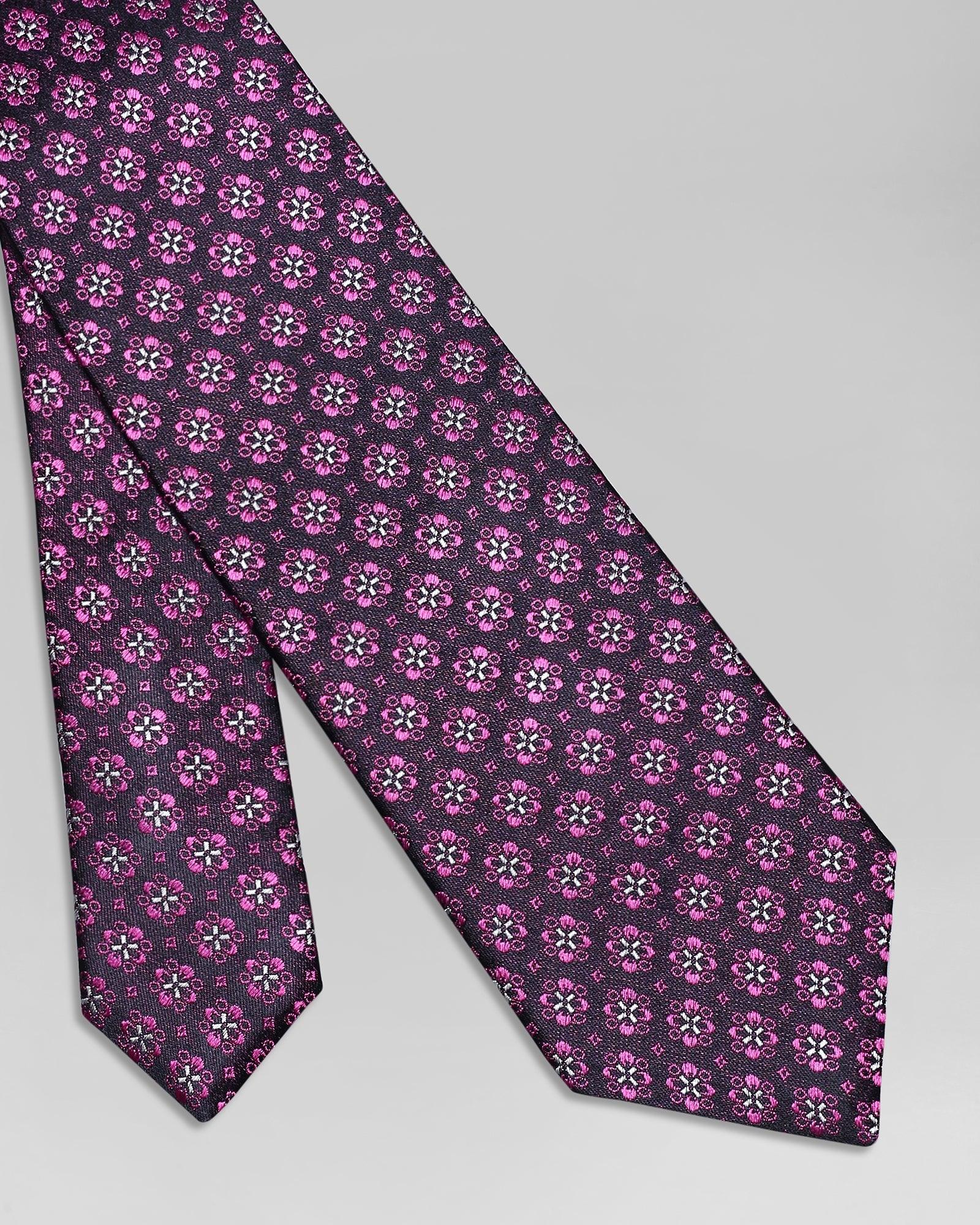 Silk Pink Printed Tie - Qadir
