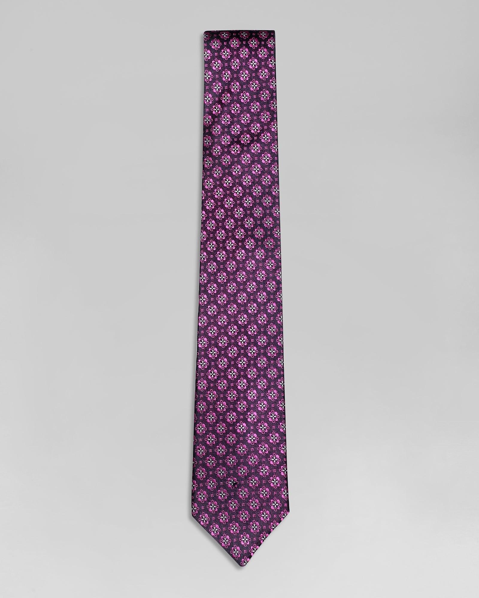 Silk Pink Printed Tie - Qadir
