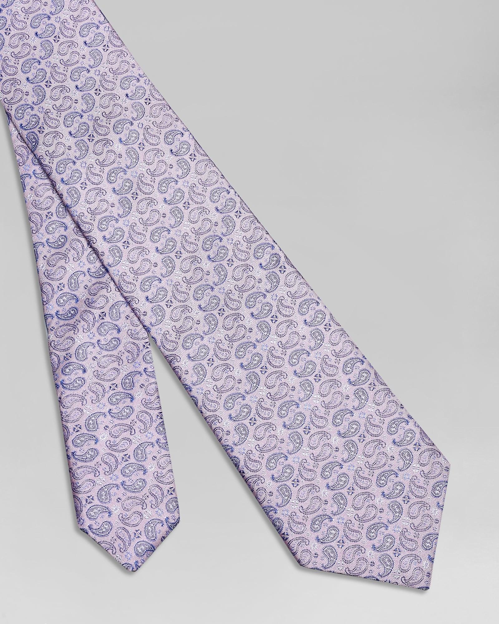 Silk Light Pink Printed Tie - Qudsi