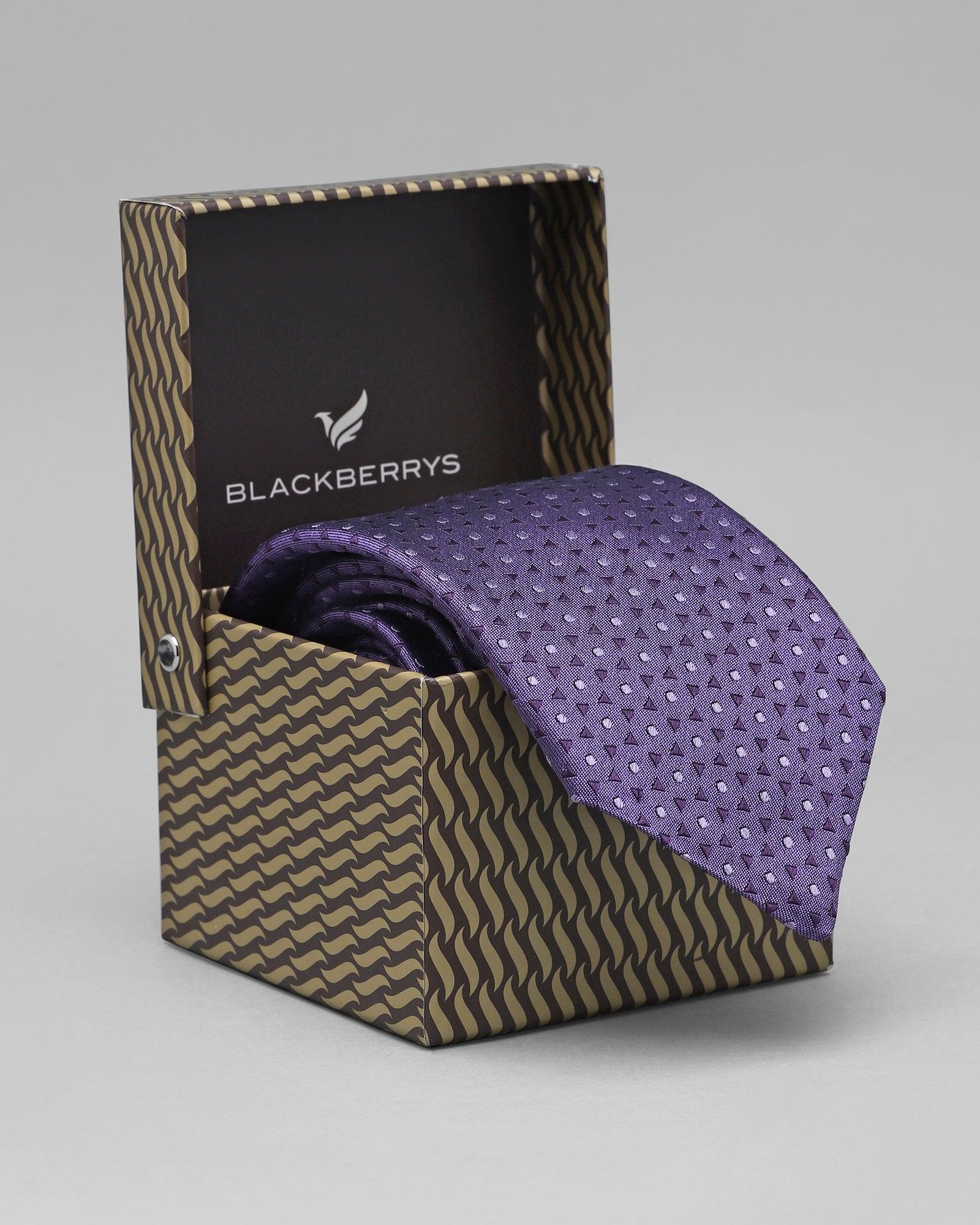 Silk Light Purple Printed Tie - Quinta
