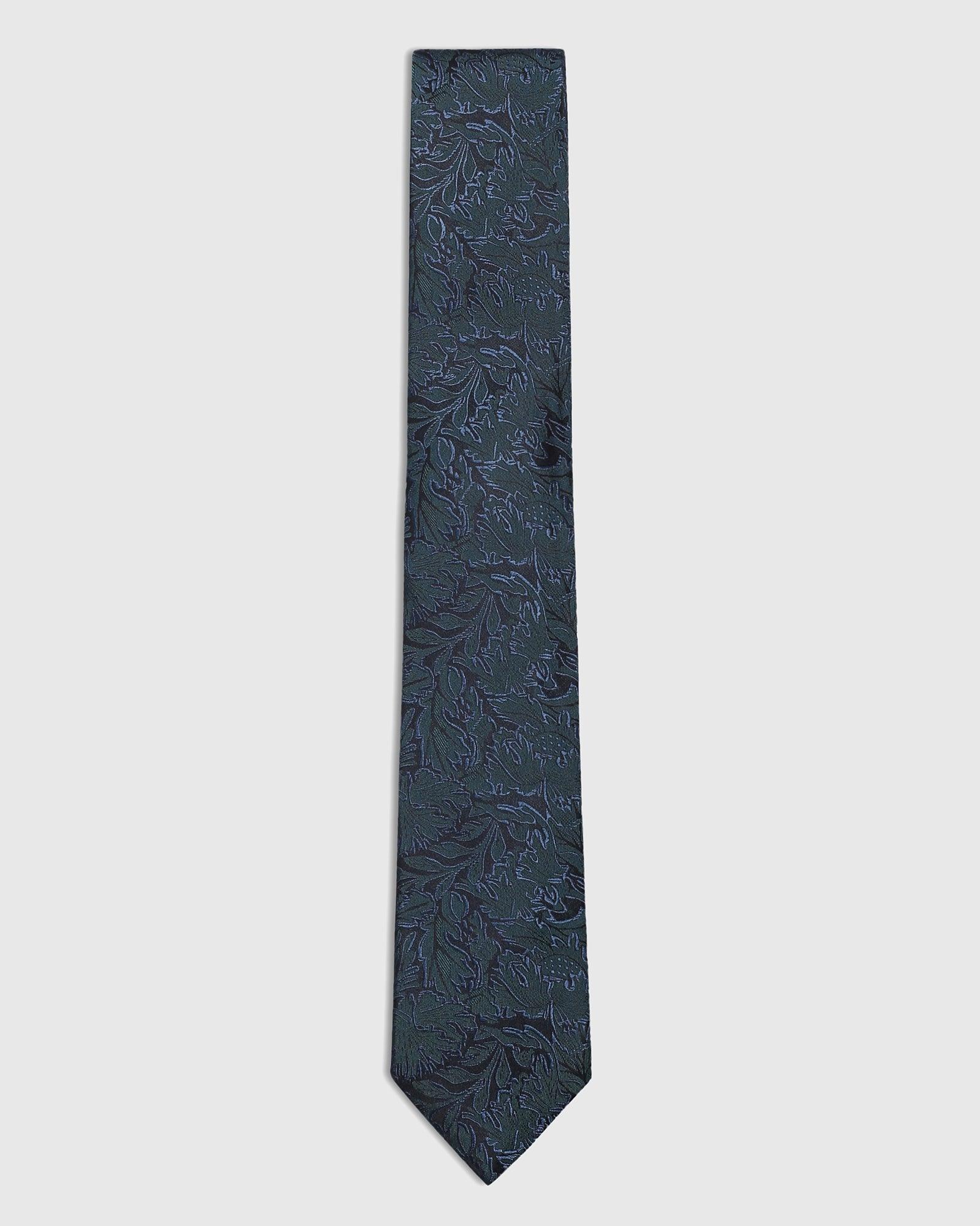 Silk Teal Green Printed Tie - Sofia