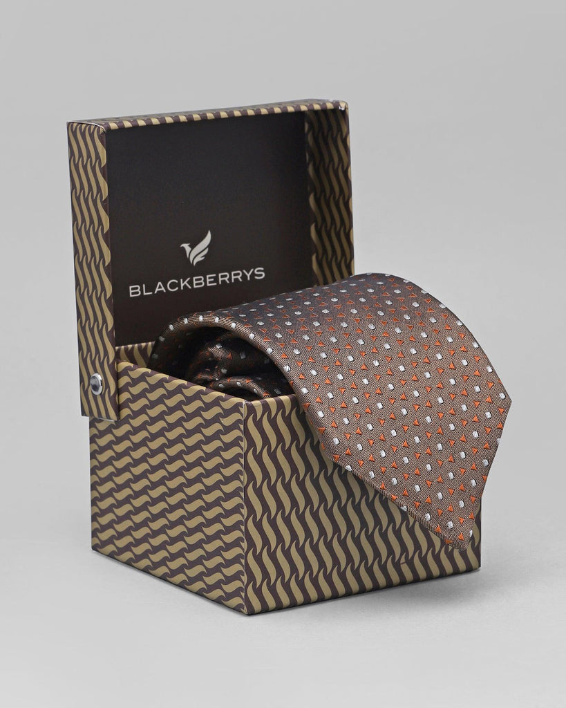 Silk Tobacco Brown Printed Tie - Quinta