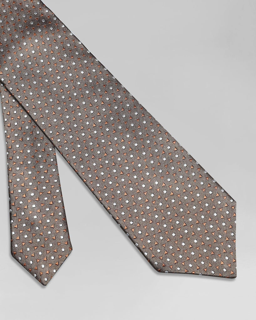 Silk Tobacco Brown Printed Tie - Quinta