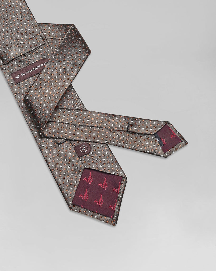 Silk Tobacco Brown Printed Tie - Quinta