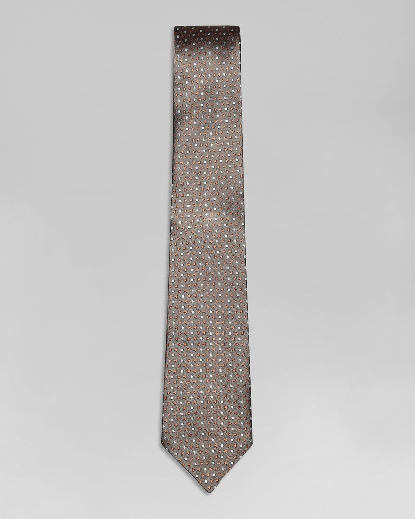 Silk Tobacco Brown Printed Tie - Quinta