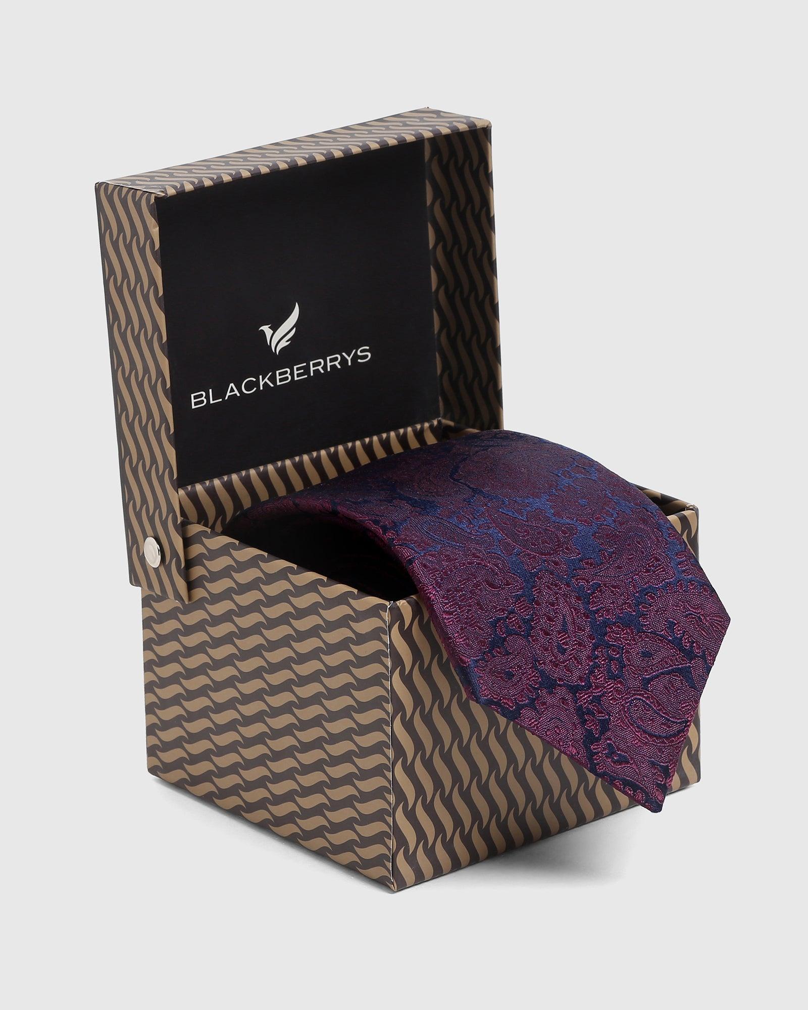 Silk Wine Printed Tie - Saden