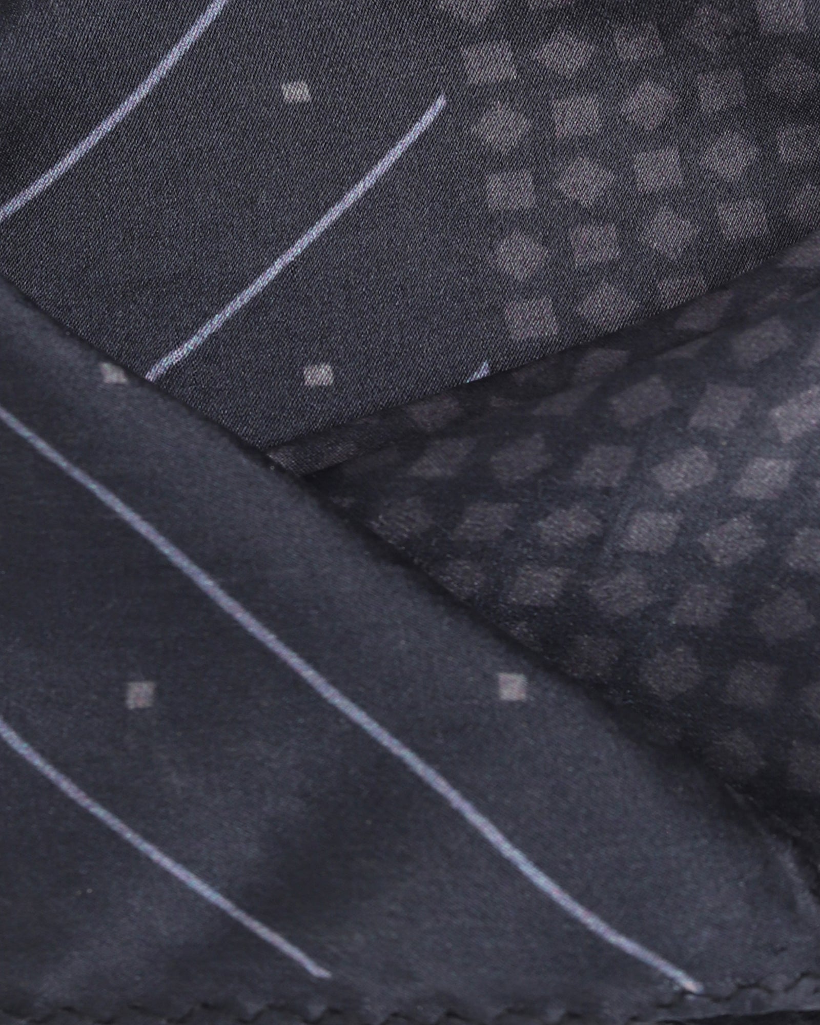 Black & Grey Printed 100% Silk Pocket Square - Base