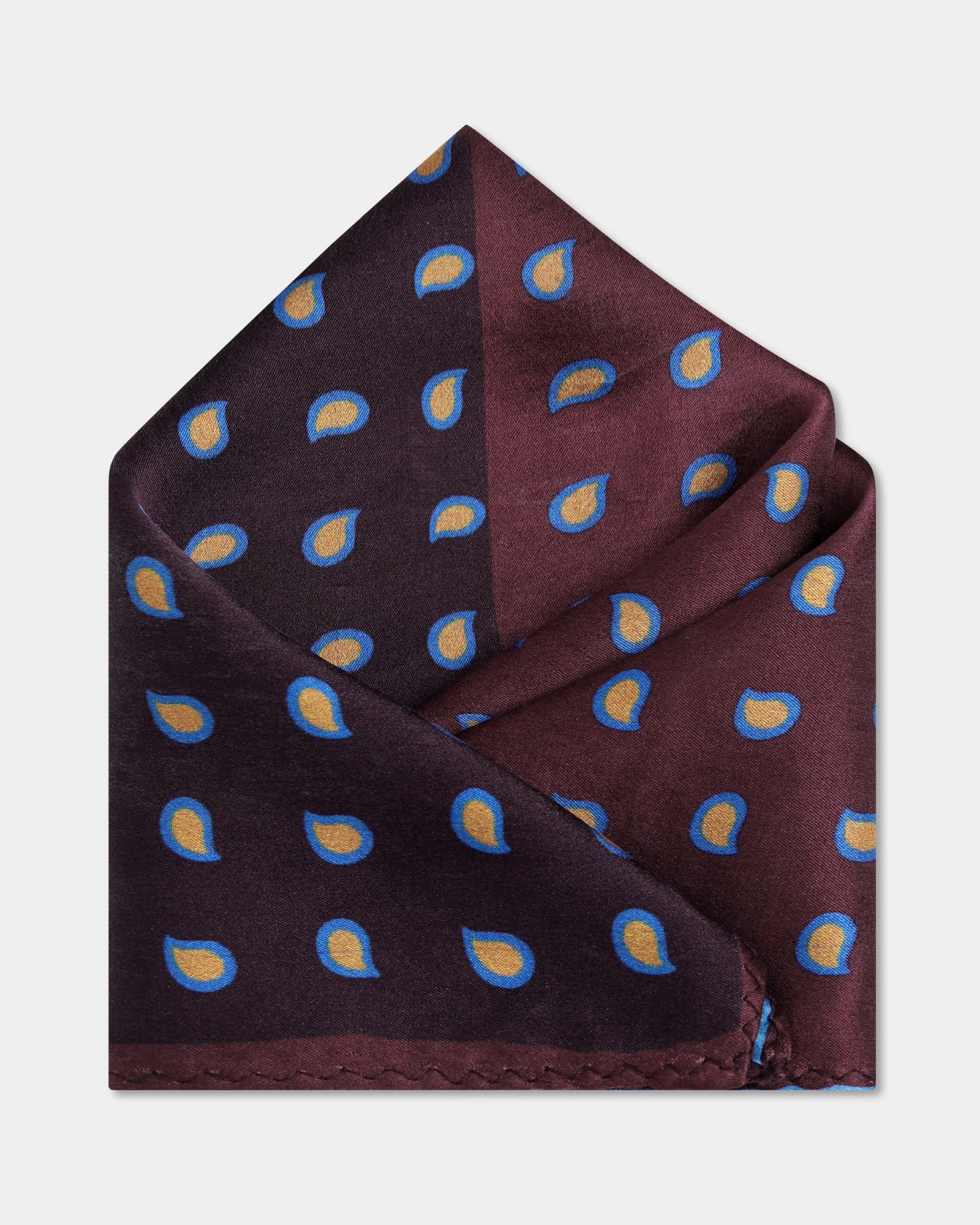 Red Maroon Printed 100% Silk Pocket Square - Binka