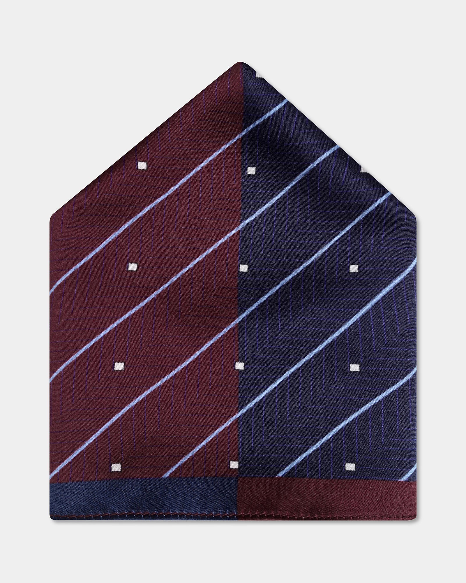 Red Navy Printed 100% Silk Pocket Square - Bind