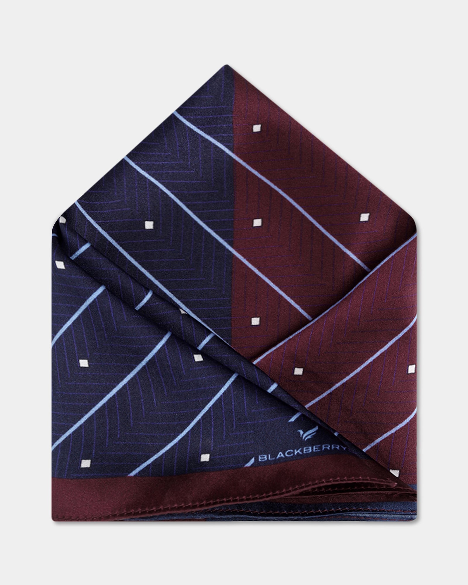 Red Navy Printed 100% Silk Pocket Square - Bind