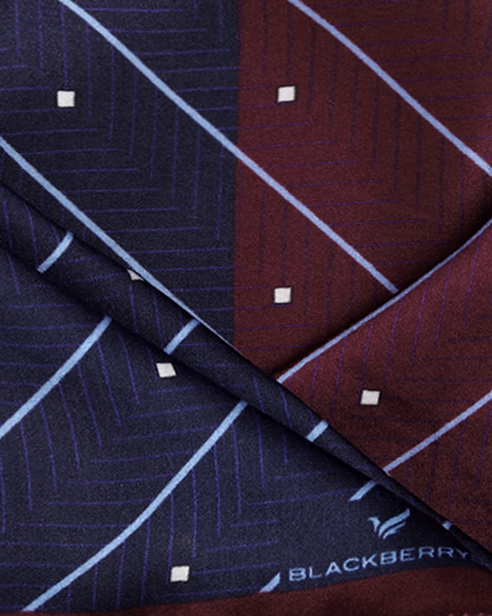 Red Navy Printed 100% Silk Pocket Square - Bind