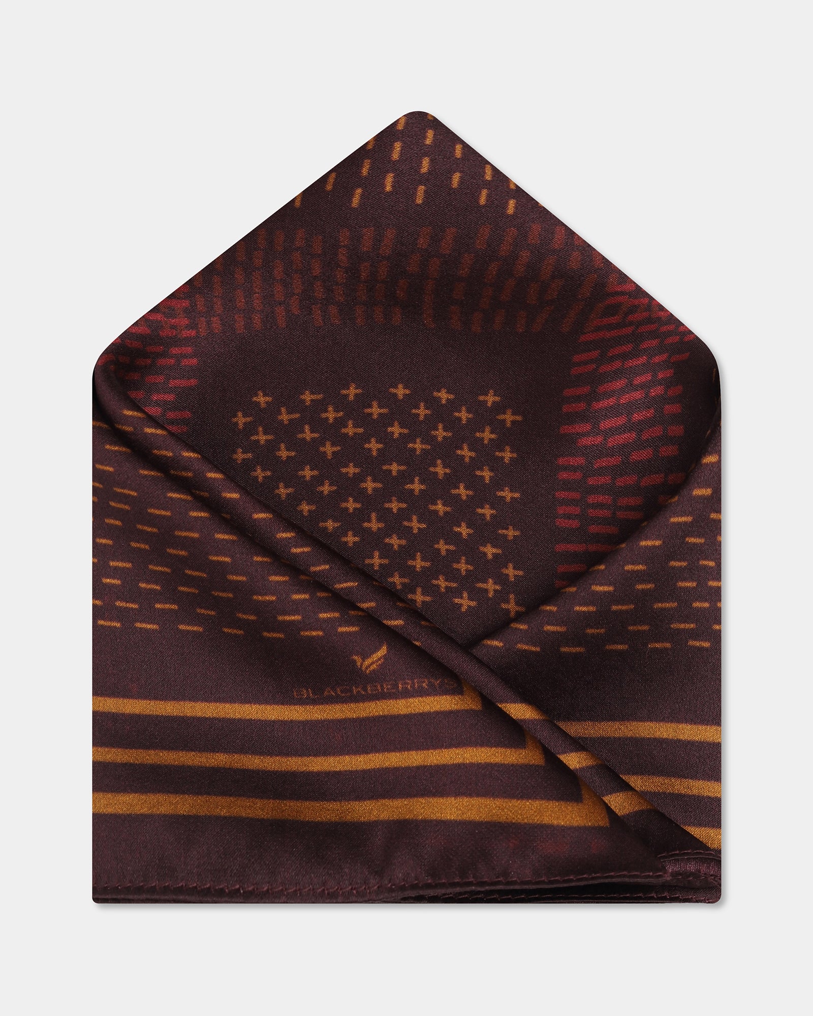 Brown & Beige Printed 100% Silk Pocket Square - Baira