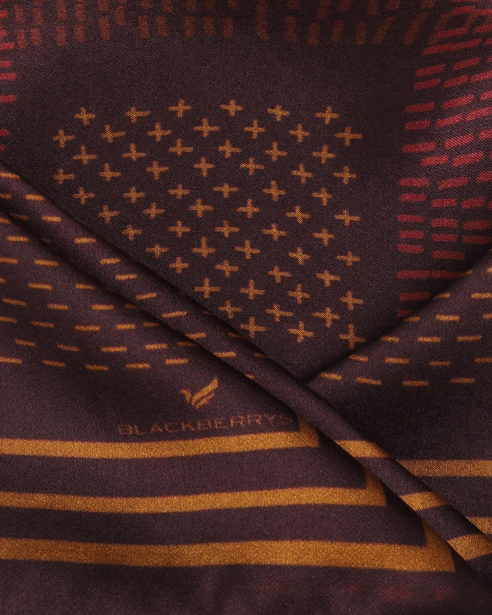 Brown & Beige Printed 100% Silk Pocket Square - Baira