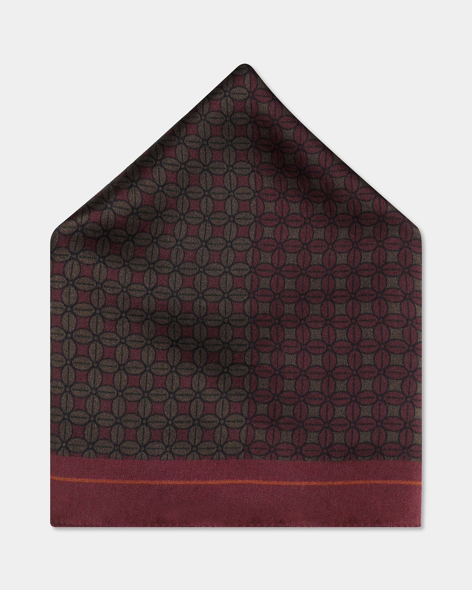 Brown Tan Printed 100% Silk Pocket Square - Bino