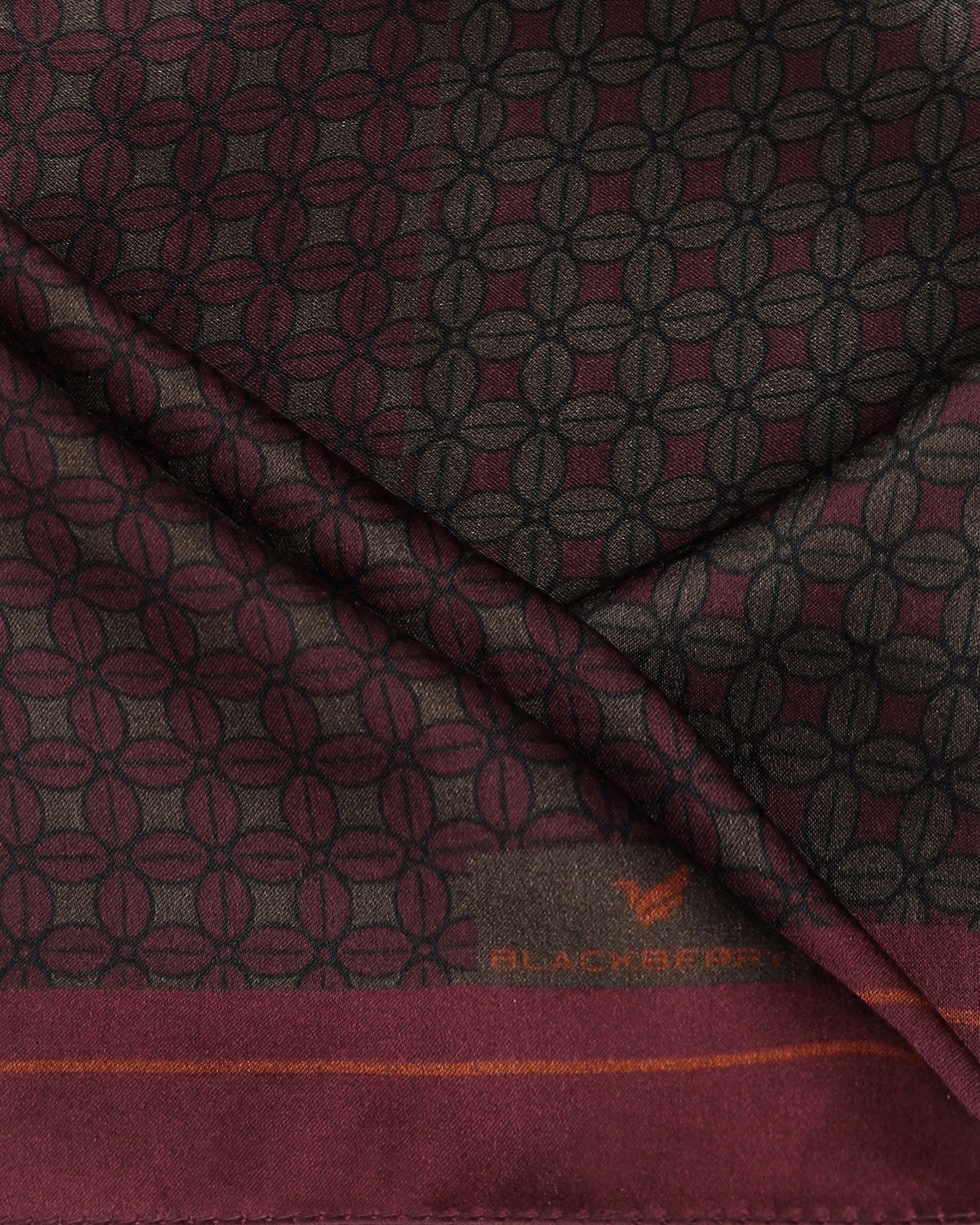 Brown Tan Printed 100% Silk Pocket Square - Bino