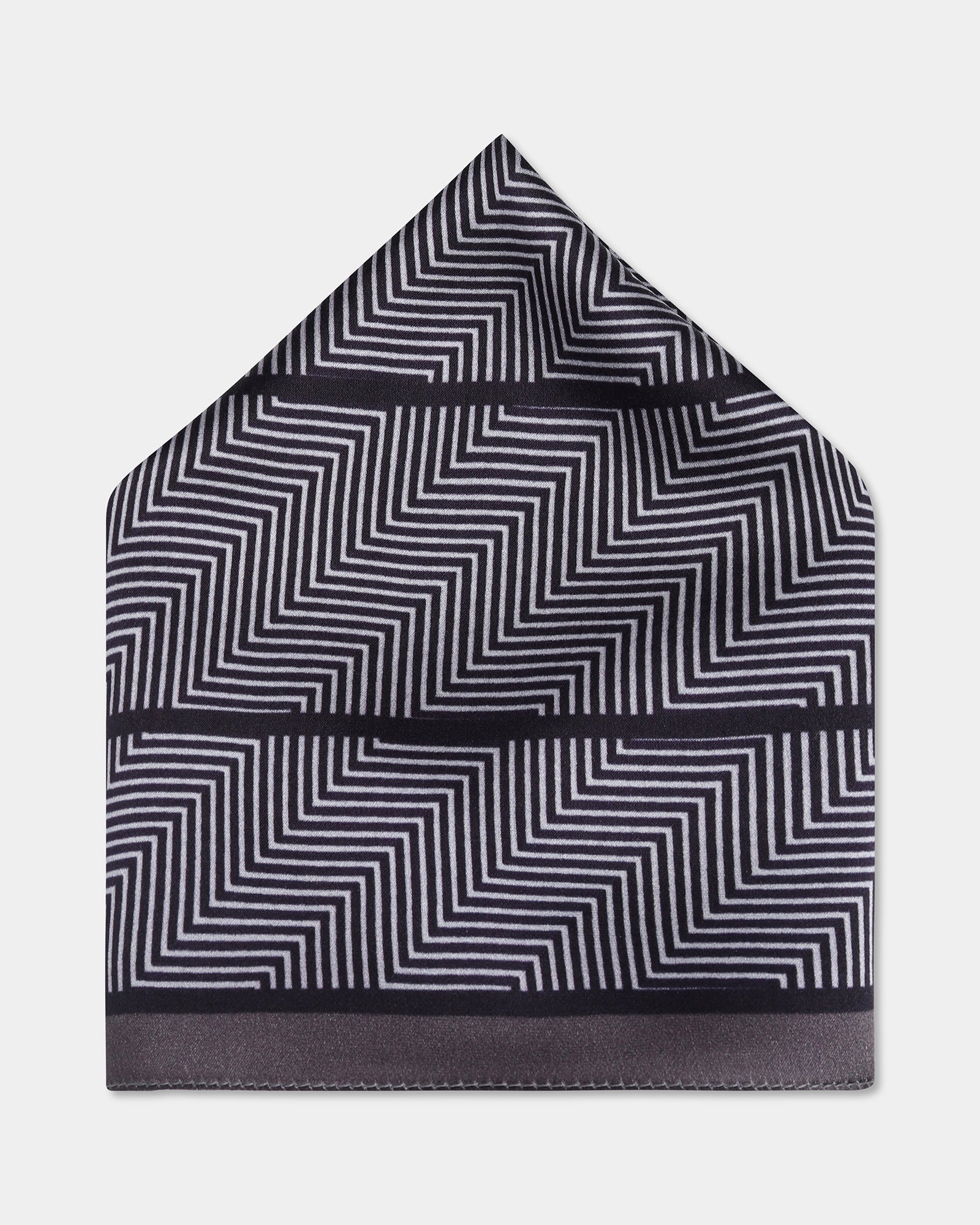 Grey Printed 100% Silk Pocket Square - Beta