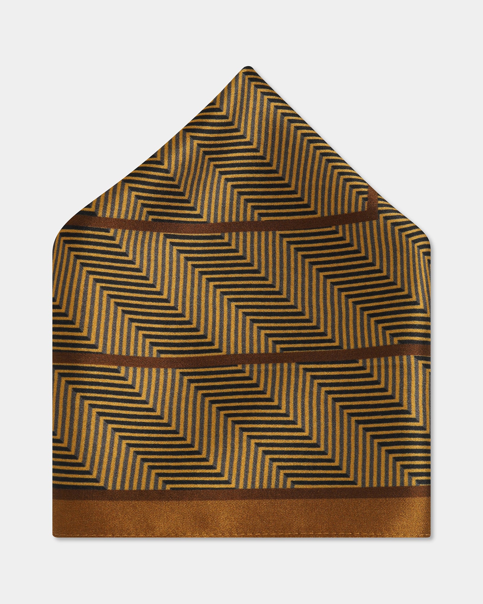 Mustard Printed 100% Silk Pocket Square - Banff
