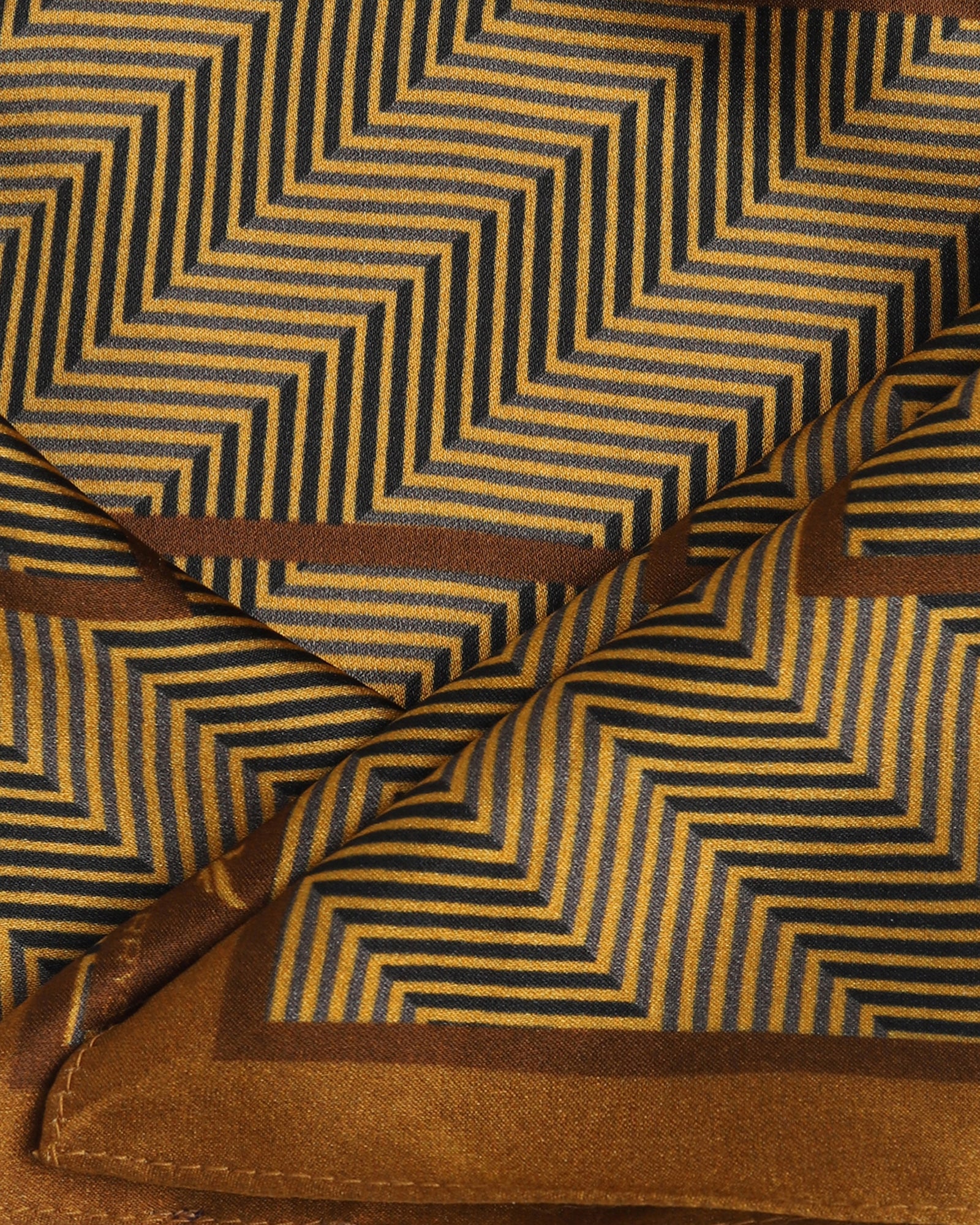 Mustard Printed 100% Silk Pocket Square - Banff
