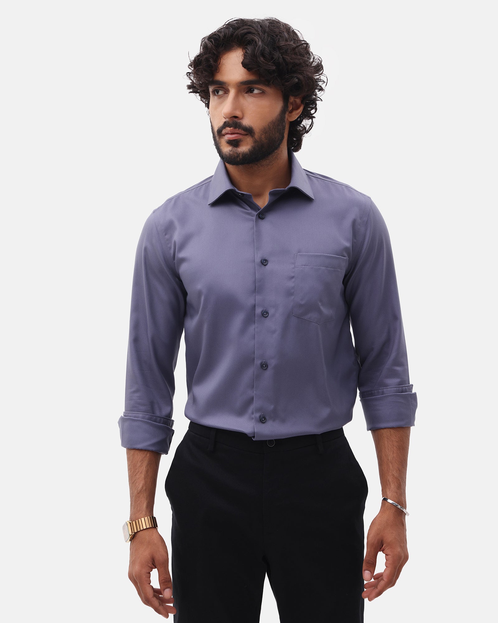 Purple Unwrinkle Textured Shirt - P31