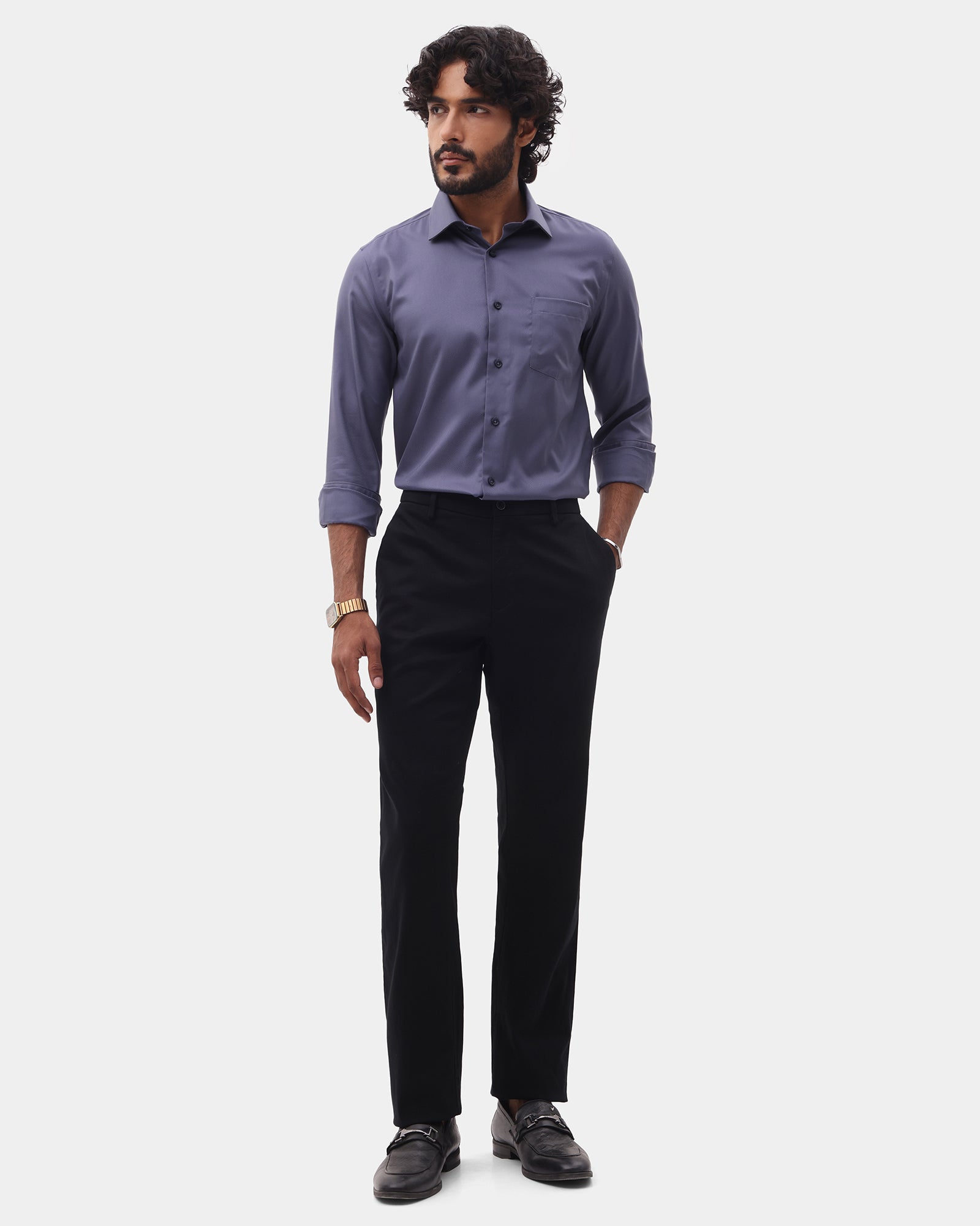 Purple Unwrinkle Textured Shirt - P31