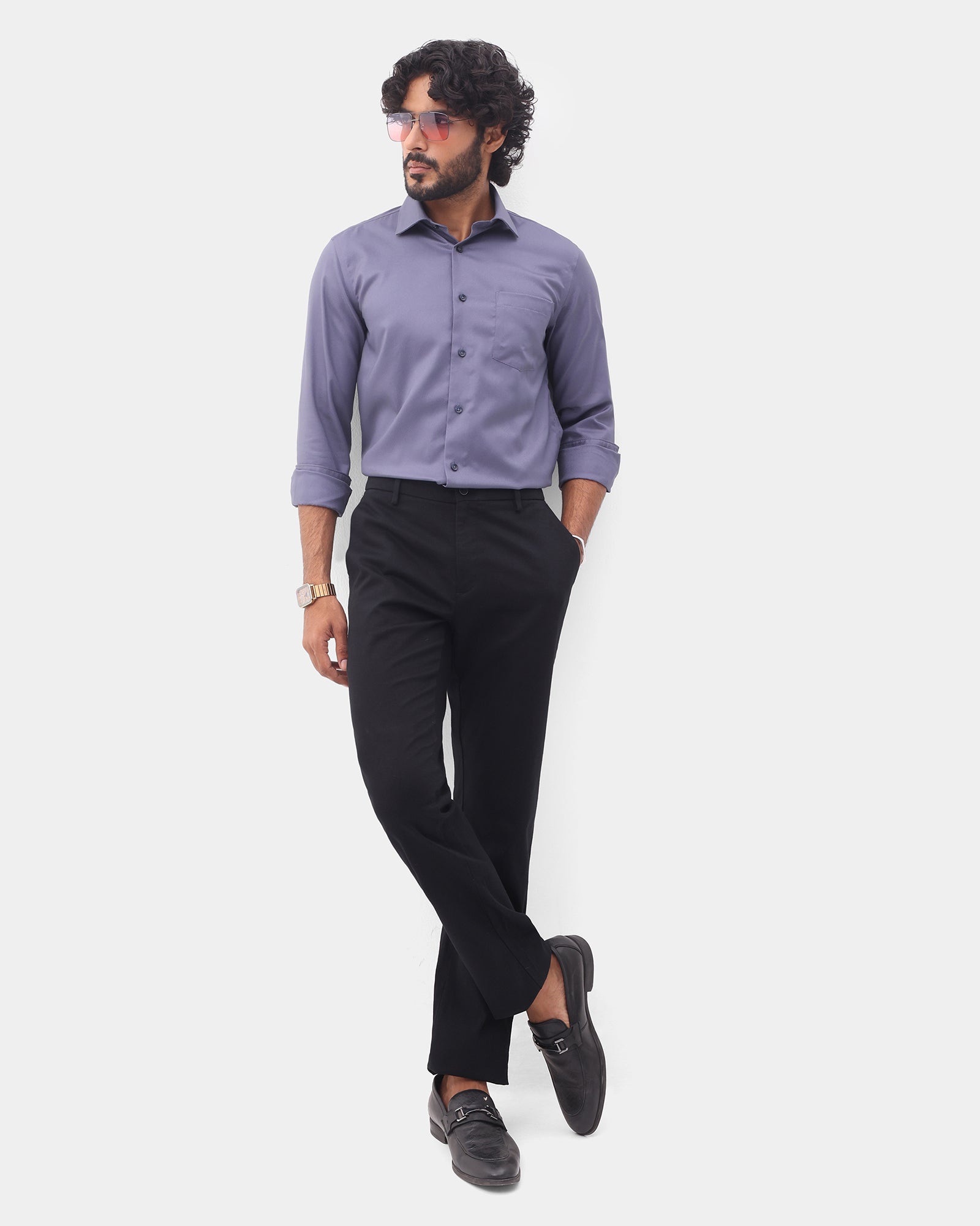Purple Unwrinkle Textured Shirt - P31