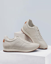 Leather Off White Solid Sneakers - Osmando