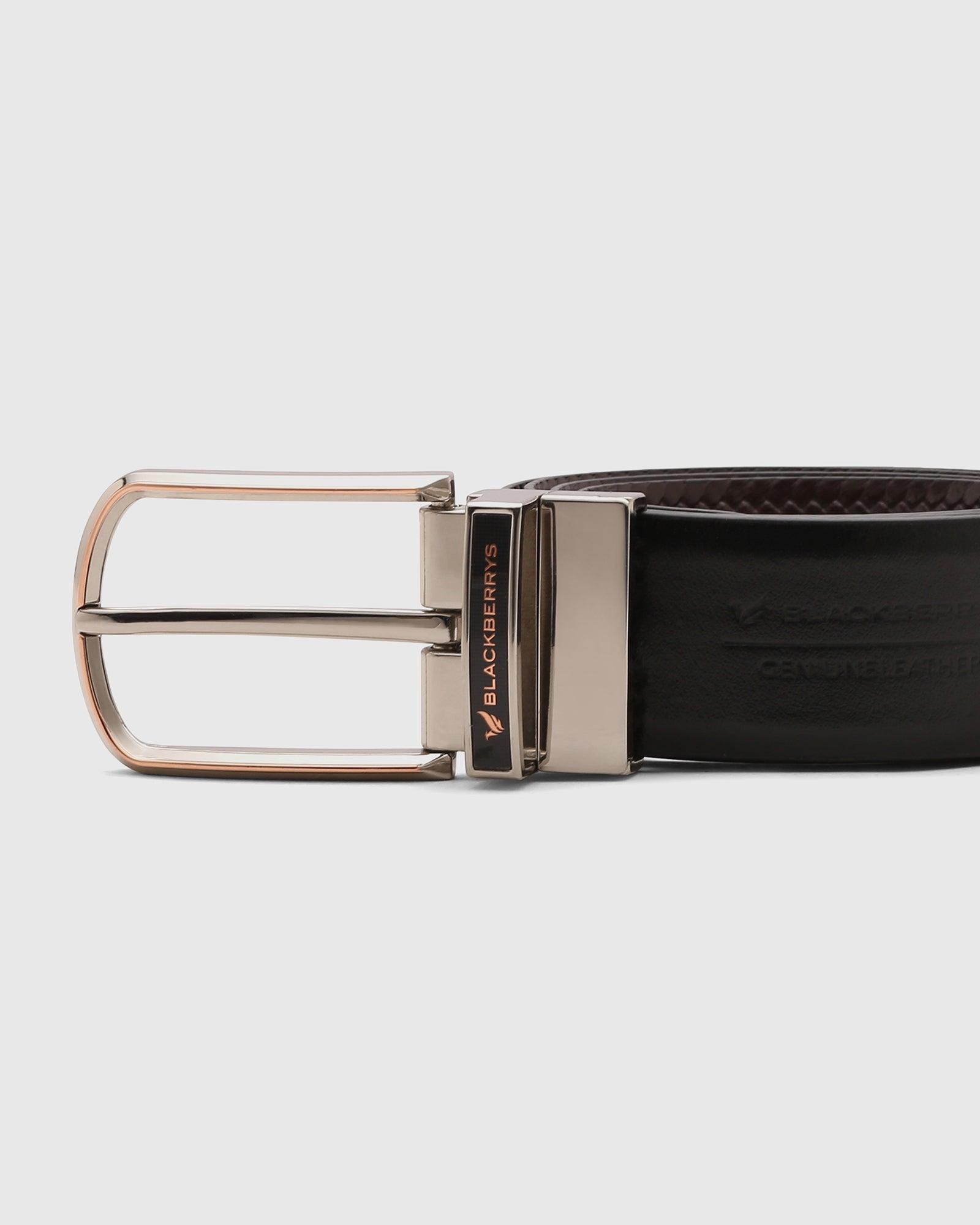 Solid Reversible Belt In Black Brown (Seamus) - Blackberrys