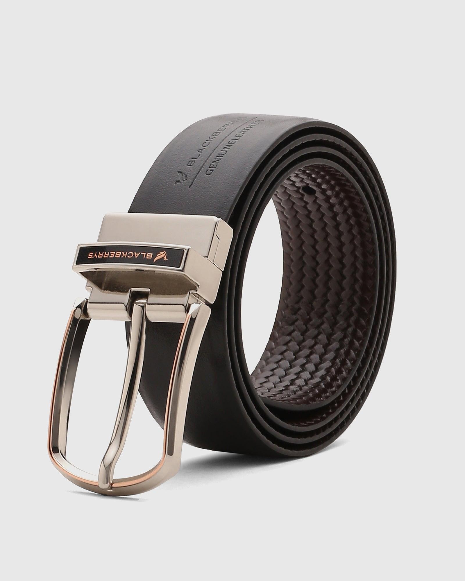 Solid Reversible Belt In Black Brown (Seamus) - Blackberrys