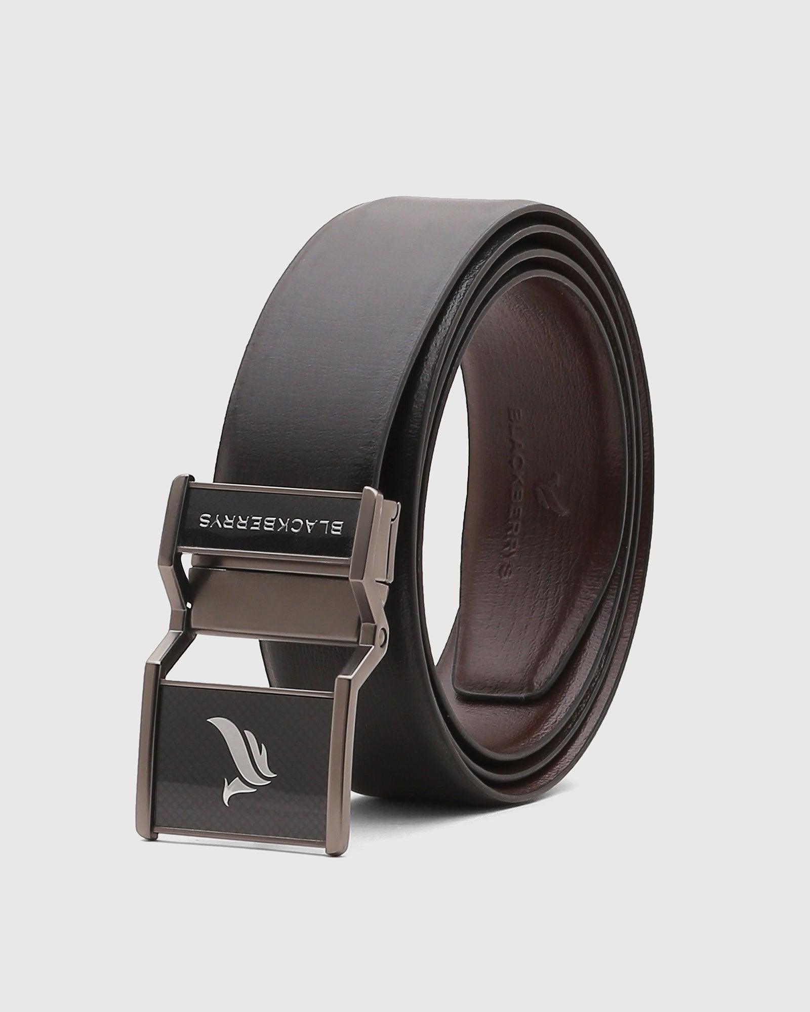 Leather Reversible Black Brown Solid Belt - Shane