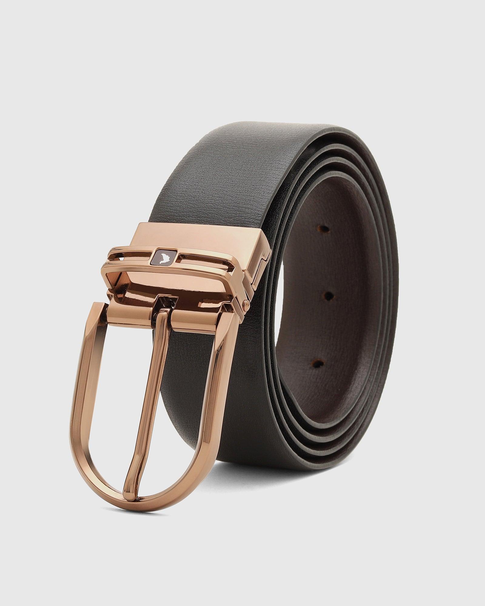 Leather Reversible Black Brown Solid Belt - Sofian