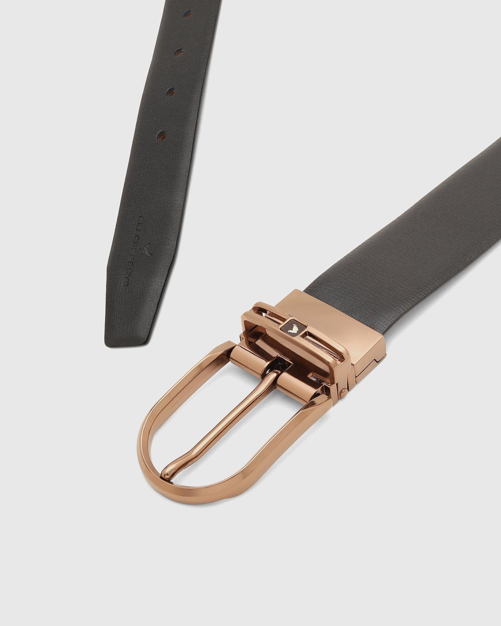 Leather Reversible Black Brown Solid Belt - Sofian