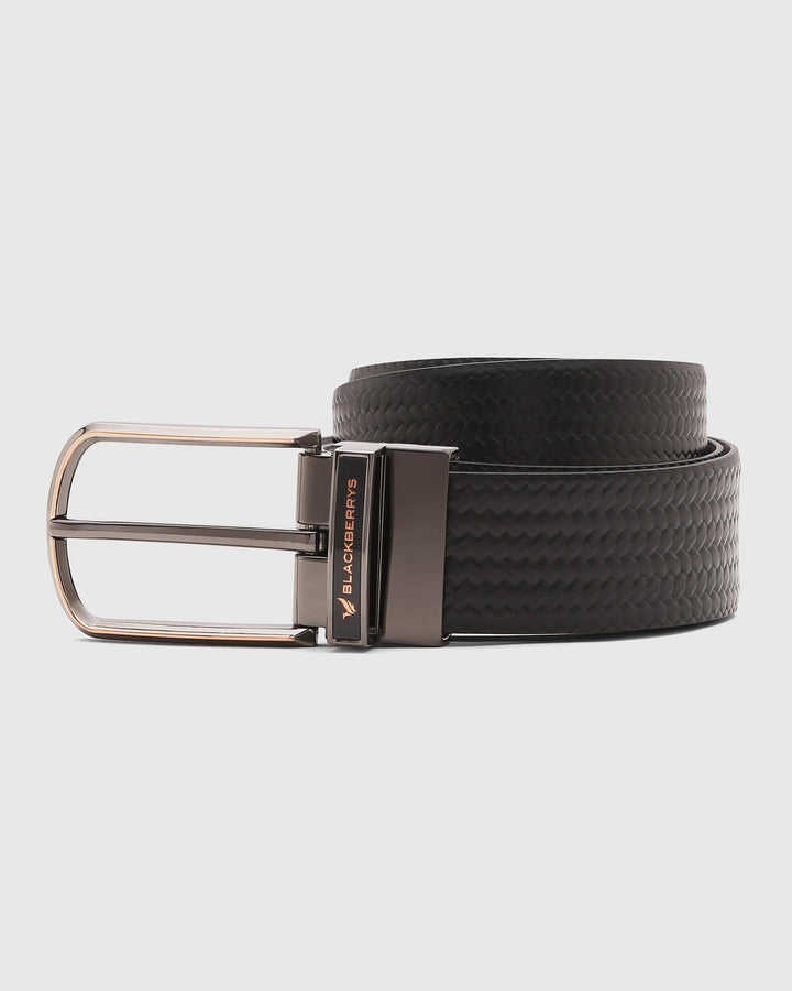 Leather Reversible Black Burgundy Solid Belt - Seamus