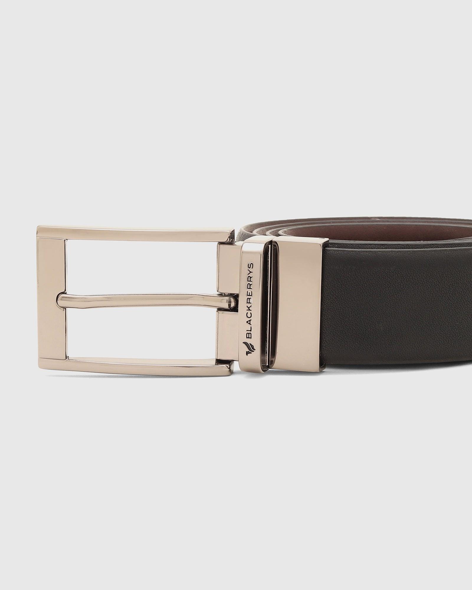 Solid Reversible Belt In Black Burgandy (Spencer) - Blackberrys