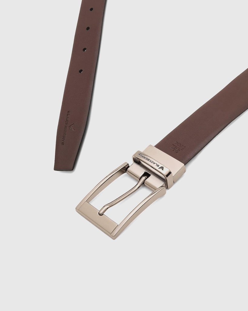 Leather Reversible Black Burgandy Solid Belt - Spencer