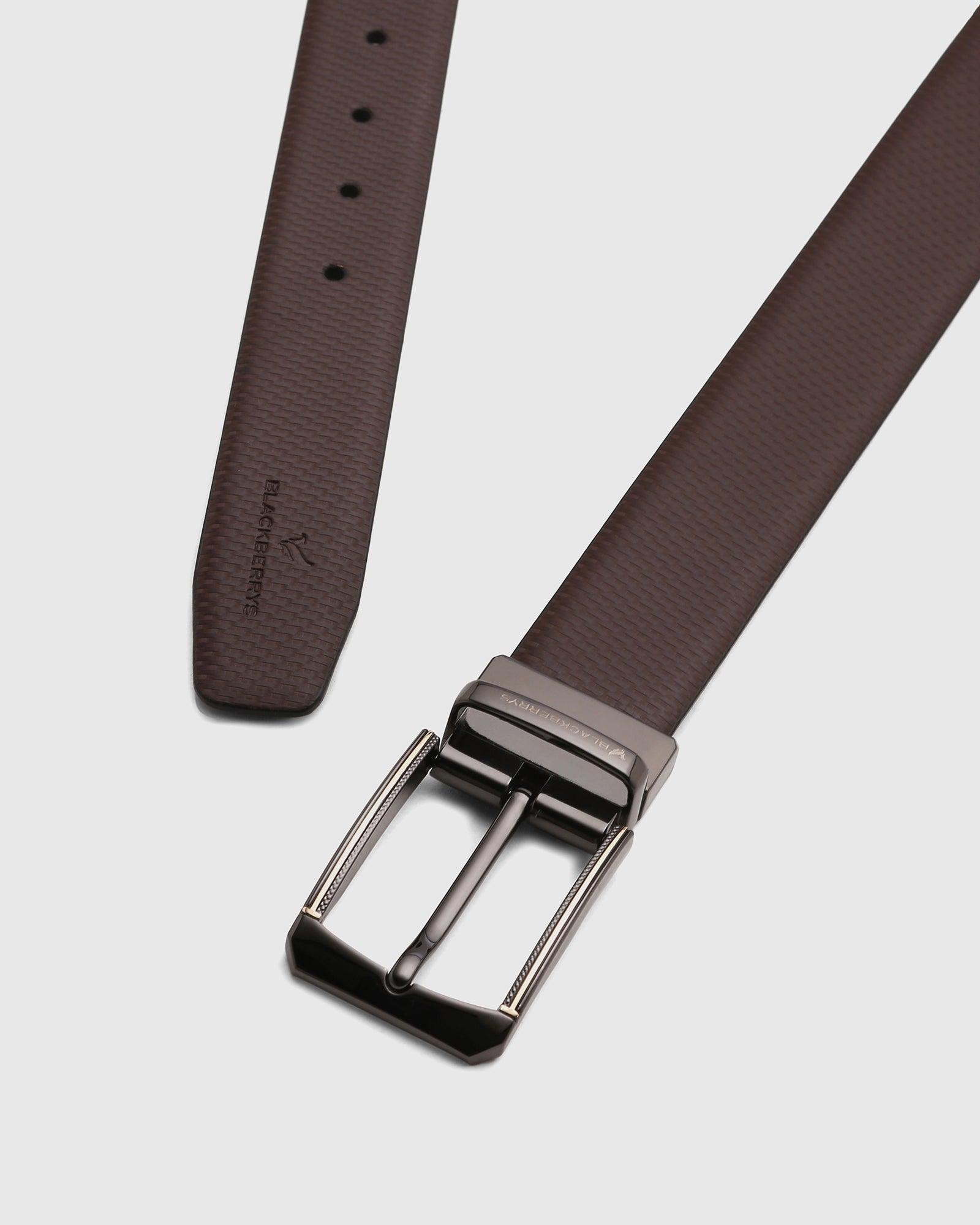 Leather Reversible Brown Tan Solid Belt - Seko