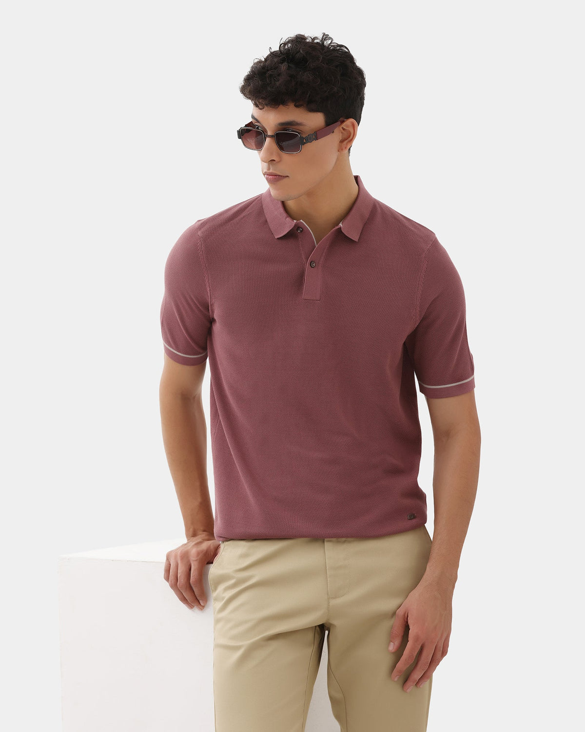 Rose Brown Solid Polo - Zoler