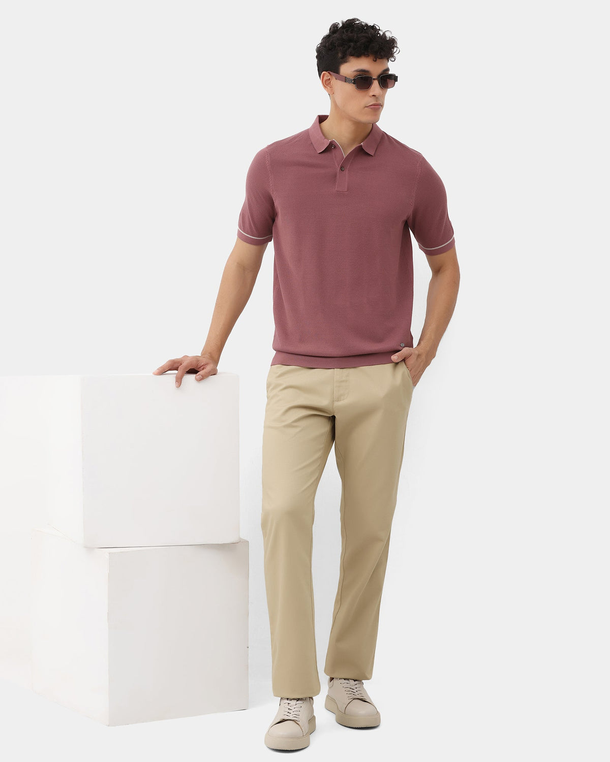 Rose Brown Solid Polo - Zoler