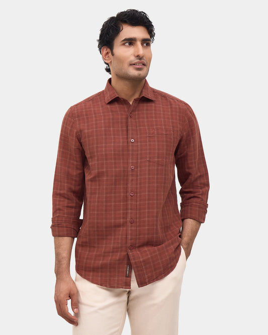 Rust Linen Check Shirt - Gambit