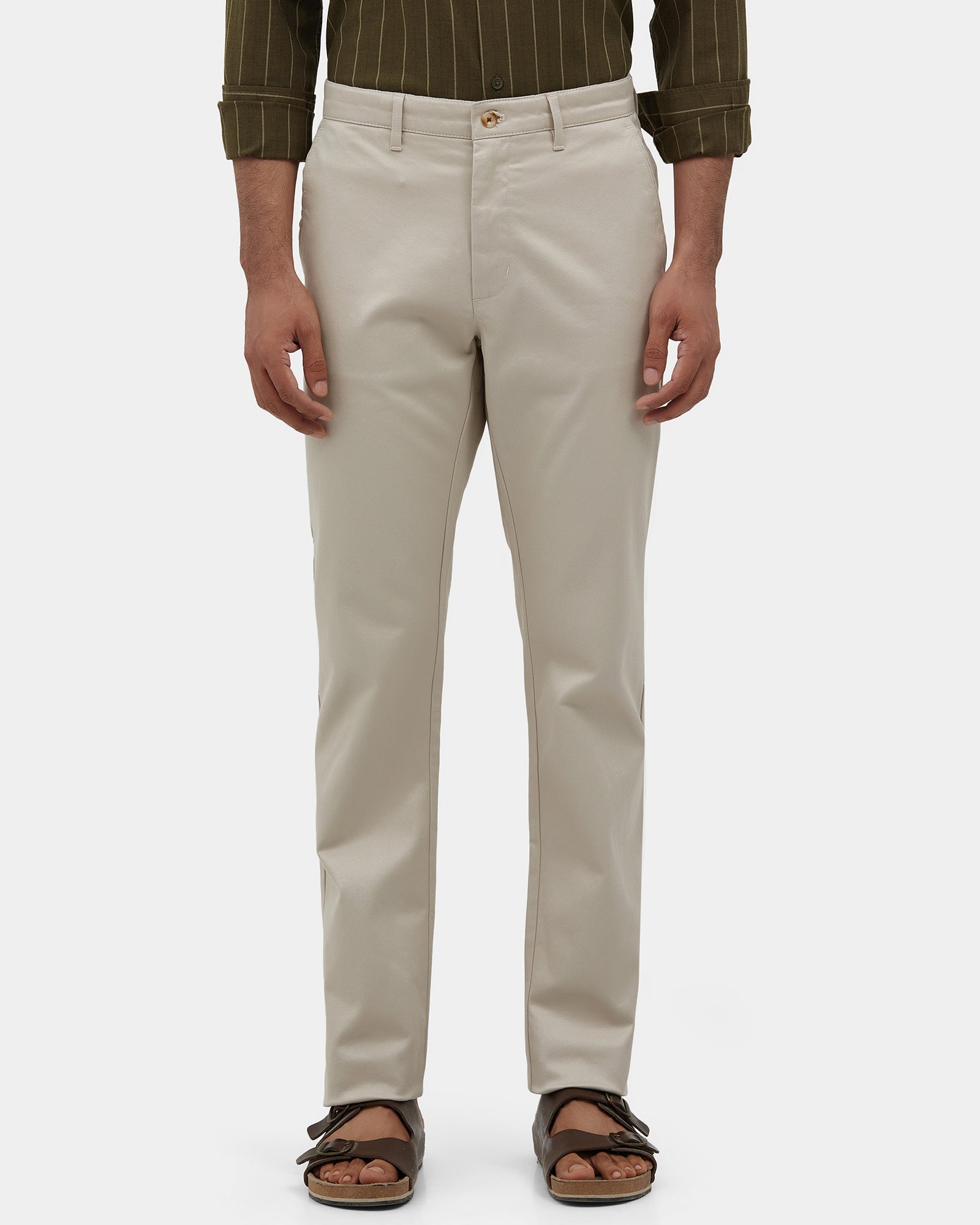 Saint Beige Solid Khakis - Saga