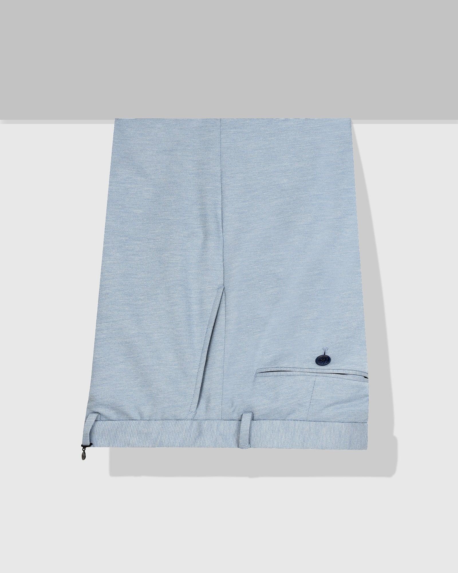 Slim Fit B-91 Formal Blue Textured Trouser - Steve - Blackberrys