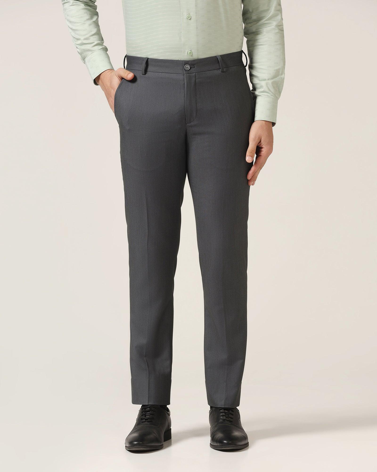Slim Fit B-91 Formal Dark Grey Textured Trouser - Steed - Blackberrys