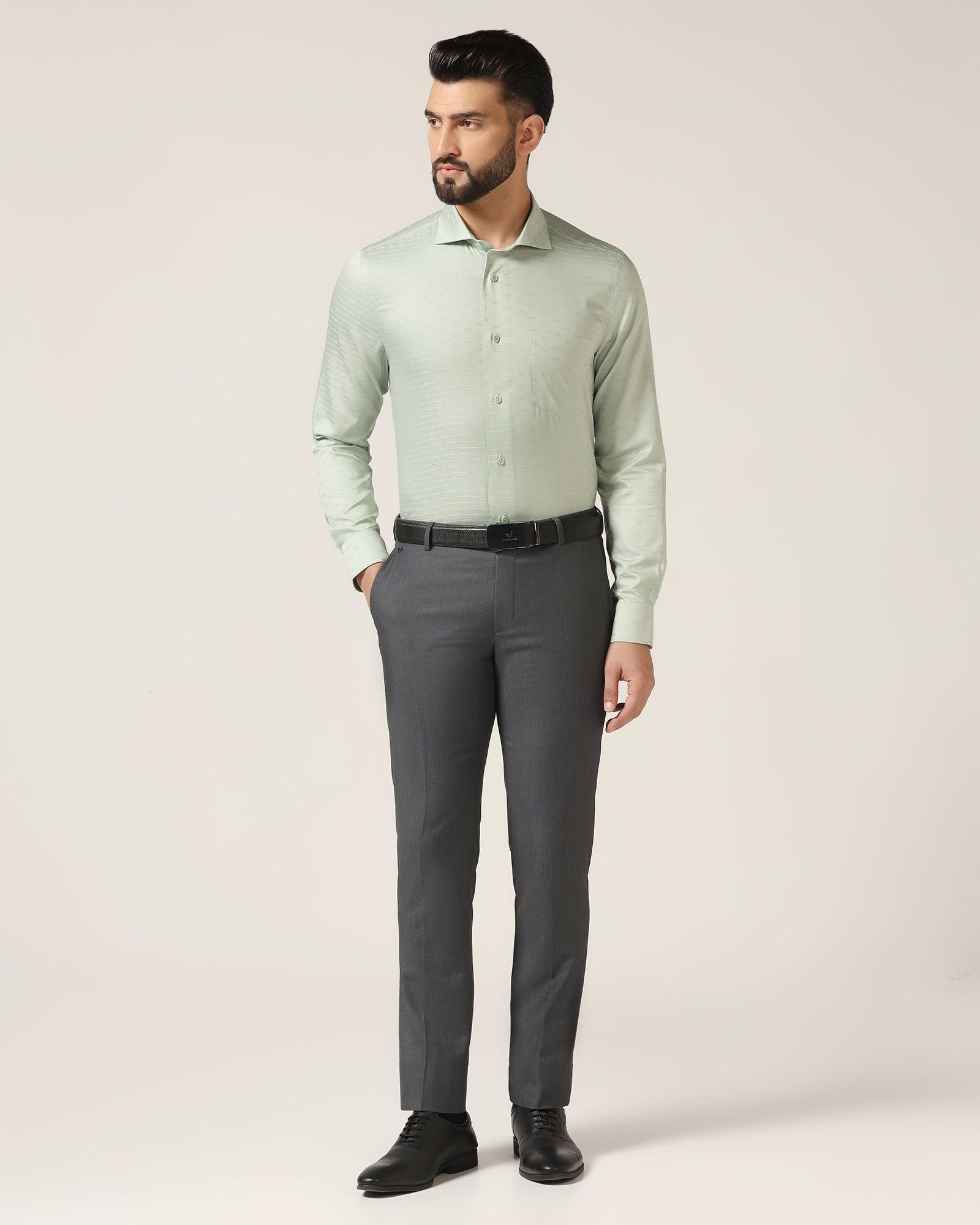 Slim Fit B-91 Formal Dark Grey Textured Trouser - Steed